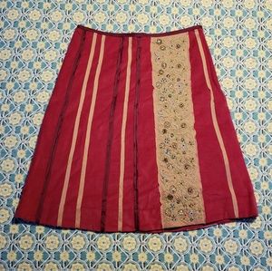 fei for Anthropologie rose velvet skirt